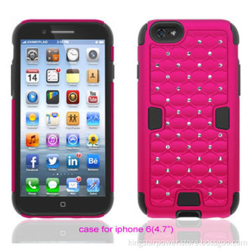 Crystal Diamond Hybrid Phone Case for iPhone 6 & iPhone 6 Plus, Rhinestone Studded, PC+SiliconeNew